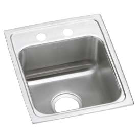Lustertone Classic Stainless Steel 15" X 17-1/2" X 6" 2-Hole Single Bowl Drop-In Ada Sink With Quick-Clip, LRADQ1517602