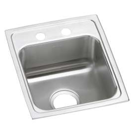 Lustertone Classic Stainless Steel 15" X 17-1/2" X 6-1/2" 2-Hole Single Bowl Drop-In Ada Sink With Quick-Clip, LRADQ1517652