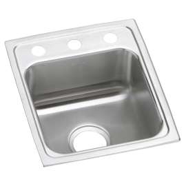 Lustertone Classic Stainless Steel 15" X 17-1/2" X 6-1/2" 3-Hole Single Bowl Drop-In Ada Sink With Quick-Clip, LRADQ1517653