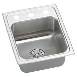 Lustertone Classic Stainless Steel 15" X 17-1/2" X 6-1/2" 2-Hole Single Bowl Drop-In Ada Sink With Perfect Drain(R) And Quick-Clip, LRADQ151765PD2