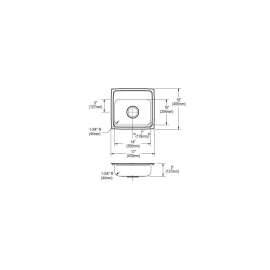 Lustertone Classic Stainless Steel 17" X 16" X 5", 0-Hole Single Bowl Drop-In Ada Sink With Quick-Clip, LRADQ1716500