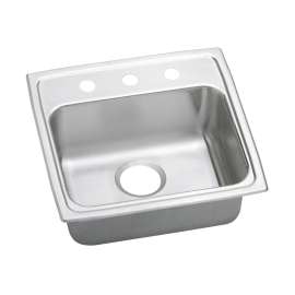 Lustertone Classic Stainless Steel 19-1/2" X 19" X 6-1/2" 2-Hole Single Bowl Drop-In Ada Sink With Quick-Clip, LRADQ1919652