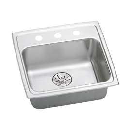 Lustertone Classic Stainless Steel 19-1/2" X 19" X 6-1/2", 0-Hole Single Bowl Drop-In Ada Sink With Perfect Drain(R) And Quick-Clip, LRADQ191965PD0