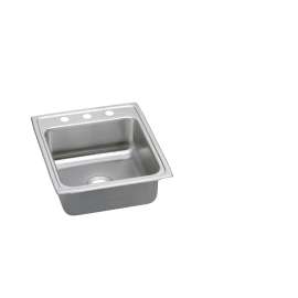 Lustertone Classic Stainless Steel 19-1/2" X 22" X 6-1/2" Mr2-Hole Single Bowl Drop-In Ada Sink With Quick-Clip, LRADQ202265MR2