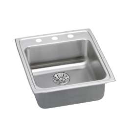 Lustertone Classic Stainless Steel 19-1/2" X 22" X 6-1/2" 3-Hole Single Bowl Drop-In Ada Sink With Perfect Drain(R) And Quick-Clip, LRADQ202265PD3