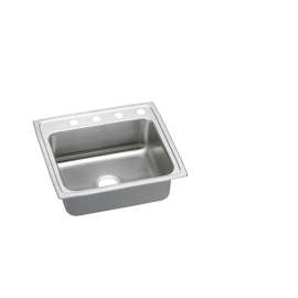 Lustertone Classic Stainless Steel 22" X 19-1/2" X 5-1/2" 3-Hole Single Bowl Drop-In Ada Sink W/Quick Clip, LRADQ2219553