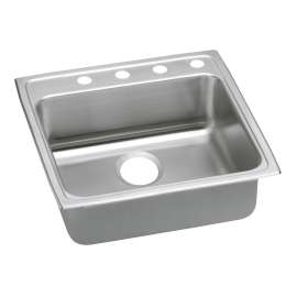 Lustertone Classic Stainless Steel 22" X 22" X 5-1/2" 3-Hole Single Bowl Drop-In Ada Sink With Quick-Clip, LRADQ2222553