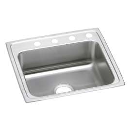 Lustertone Classic Stainless Steel 25" X 21-1/4" X 4" 3-Hole Single Bowl Drop-In Ada Sink With Quick-Clip, LRADQ2521403