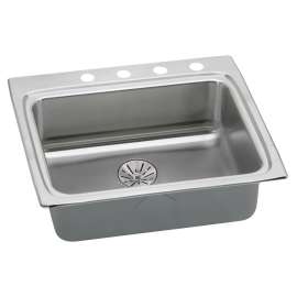 Lustertone Classic Stainless Steel 25" X 22" X 6-1/2" 2-Hole Single Bowl Drop-In Ada Sink W/Perfect Drain(R) & Quick-Clip, LRADQ252265PD2