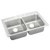 Lustertone Classic Stainless Steel 33" X 22" X 5" 3-Hole Equal Double Bowl Drop-In Ada Sink With Quick-Clip, LRADQ3322503