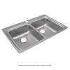 Lustertone Classic Stainless Steel 33" X 22" X 6-1/2" 3-Hole Equal Double Bowl Drop-In Ada Sink With Quick-Clip, LRADQ3322653