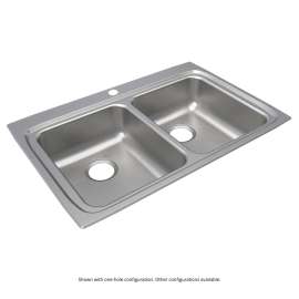 Lustertone Classic Stainless Steel 33" X 22" X 6-1/2" 4-Hole Equal Double Bowl Drop-In Ada Sink With Quick-Clip, LRADQ3322654