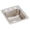 Lustertone Classic Stainless Steel 15" X 17-1/2" X 7-5/8" 3-Hole Single Bowl Drop-In Bar Sink With Quick-Clip, LRQ15173