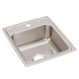 Lustertone Classic Stainless Steel 17" X 20" X 7-5/8" 1-Hole Single Bowl Drop-In Sink With Quick-Clip, LRQ17201