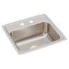 Lustertone Classic Stainless Steel 19" X 18" X 7-5/8" 2-Hole Single Bowl Drop-In Sink With Quick-Clip, LRQ19182