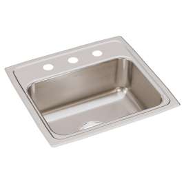 Lustertone Classic Stainless Steel 19" X 18" X 7-5/8" 3-Hole Single Bowl Drop-In Sink With Quick-Clip, LRQ19183