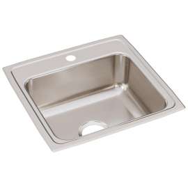 Lustertone Classic Stainless Steel 19-1/2" X 19" X 7-1/2" 1-Hole Single Bowl Drop-In Sink With Quick-Clip, LRQ19191