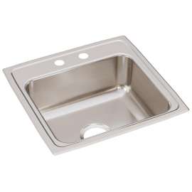 Lustertone Classic Stainless Steel 19-1/2" X 19" X 7-1/2" 2-Hole Single Bowl Drop-In Sink With Quick-Clip, LRQ19192