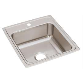 Lustertone Classic Stainless Steel 19-1/2" X 22" X 7-5/8" 1-Hole Single Bowl Drop-In Sink With Quick-Clip, LRQ20221