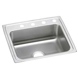Lustertone Classic Stainless Steel 22" X 19-1/2" X 7-5/8" 4-Hole Single Bowl Drop-In Sink With Quick-Clip, LRQ22194
