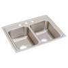 Lustertone Classic Stainless Steel 25" X 19-1/2" X 7-5/8" 3-Hole Equal Double Bowl Drop-In Sink With Quick-Clip, LRQ25193