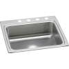 Lustertone Classic Stainless Steel 25" X 22" X 8-1/8" 4-Hole Single Bowl Drop-In Sink With Quick-Clip, LRQ25224
