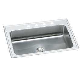 Lustertone Classic Stainless Steel 33" X 22" X 7-5/8" 2-Hole Single Bowl Drop-In Sink W/Perfect Drain(R) And Quick-Clip, LRS3322PD2