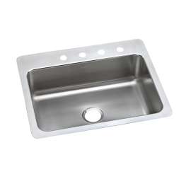 Lustertone Classic Stainless Steel 27" X 22" X 8" 4-Hole Single Bowl Dual Mount Sink, LSR27224