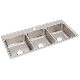 Lustertone Classic Stainless Steel 46" X 22" X 7-5/8" 1-Hole Triple Bowl Drop-In Sink, LTR46221