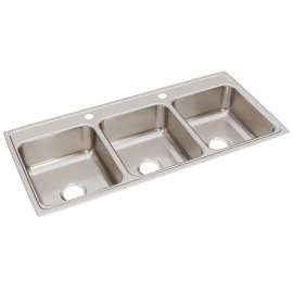 Lustertone Classic Stainless Steel 46" X 22" X 7-5/8" 2-Hole Triple Bowl Drop-In Sink, LTR46222