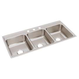 Lustertone Classic Stainless Steel 46" X 22" X 7-5/8" 3-Hole Triple Bowl Drop-In Sink, LTR46223