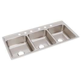 Lustertone Classic Stainless Steel 46" X 22" X 7-5/8" 6-Hole Triple Bowl Drop-In Sink, LTR46226
