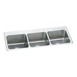 Lustertone Classic Stainless Steel 63" X 22" X 10-1/8" 3-Hole Triple Bowl Drop-In Sink, LTR6322103