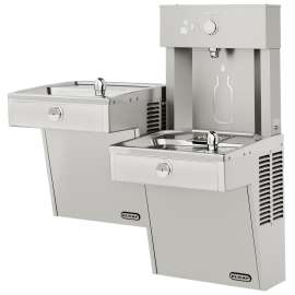 Ezh2O Vandal-Resistant Bottle Filling Station & Bi-Level Fountain Filtered Non-Refrigerated Stainless, LVRCTLDDMWSK