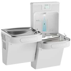 Enhanced Filtered Connected Bottle Filling Station & Bi-Level Ada Cooler Arctic White Lead Reduction Drop Down Wrapper, LZSTL8WSAP-W1