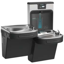 Enhanced Filtered Bottle Filling Station & Bi-Level Ada Cooler Midnight Black Pfoa/Pfos/Lead Reduction Drop Down Wrapper, LZSTL8WSMP-PF