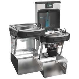 Enhanced Filtered Connected Bottle Filling Station & Bi-Level Ada Cooler Midnight Black Lead Reduction Drop Down Wrapper, LZSTL8WSMP-W1