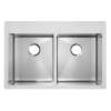 Stainless Steel 33" X 22" X 5 1/2" Drop-In Equal Double Bowl Radiant Satin 18 Gauge 2-Hole Ada Sink 10 Pk, MFD1122-10