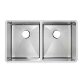 Stainless Steel 31-1/2" X 18-1/2" X 9" Undermount Equal Double Bowl Radiant Satin 18 Gauge Sink 50 Pk, MFD113-50