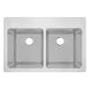 Stainless Steel 33" X 22" X 9" Drop-In Equal Double Bowl Brushed Satin 18 Gauge 2-Hole Sink 50 Pk, MFD1142-50