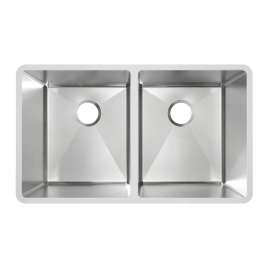 Stainless Steel 31-1/2" X 18-1/2" X 5-1/2" Undermount Equal Double Bowl Radiant Satin 18 Gauge Sink 50 Pk, MFD117-50