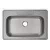 Stainless Steel Sink 33" X 22" X 5-1/2" Drop-In Single Bowl 20 Gauge 2 Faucet Holes, MFV1112