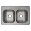 Stainless Steel Sink 33" X 22" X 8-1/16" Drop-In Double Bowl 20 Gauge 4-Hole 10 Pk, MFV1144-10
