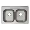Stainless Steel Sink 33" X 22" X 5-3/8" Drop-In Double Bowl 22 Gauge 1-Hole 10 Pk, MFV1151-10
