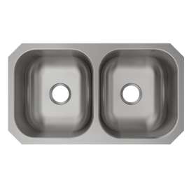 Stainless Steel Sink 31-3/4" X 18-1/4" X 8" Undermount Double Bowl 20 Gauge, MFV116
