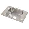 Celebrity Stainless Steel 25" X 17" X 5-1/2" 2-Hole Single Bowl Drop-In Classroom Ada Sink, PSDKAD2517552