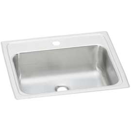Celebrity Stainless Steel 19" X 17" X 6-1/8" 1-Hole Single Bowl Drop-In Bathroom Sink With Overflow, PSLVR19171