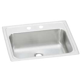Celebrity Stainless Steel 19" X 17" X 6-1/8" 2-Hole Single Bowl Drop-In Bathroom Sink With Overflow, PSLVR19172