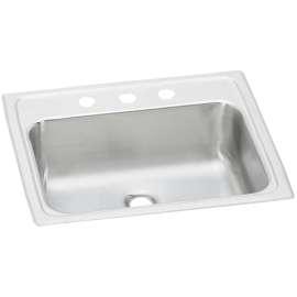 Celebrity Stainless Steel 19" X 17" X 6-1/8" 3-Hole Single Bowl Drop-In Bathroom Sink With Overflow, PSLVR19173