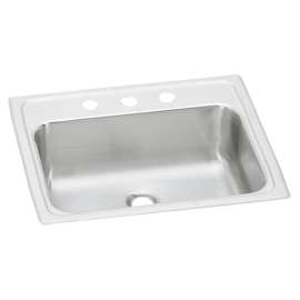 Celebrity Stainless Steel 19" X 17" X 6-1/8" 3-Hole Single Bowl Drop-In Bathroom Sink, PSLVR1917LO3